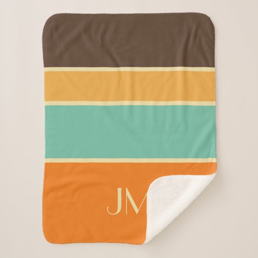 横向カラフルきスタイル線 シェルパブランケット (正面)