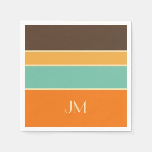 横向カラフルきスタイル線 スタンダードカクテルナプキン (正面)