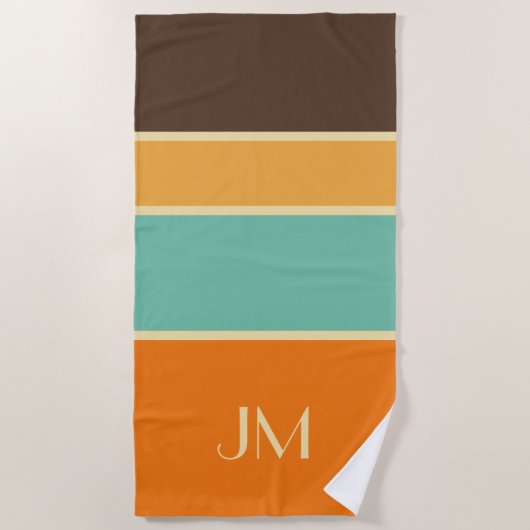 横向カラフルきスタイル線 ビーチタオル (正面)