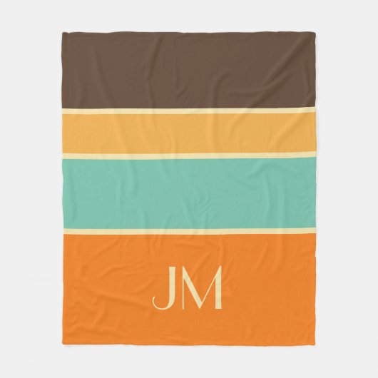 横向カラフルきスタイル線 フリースブランケット (正面)