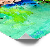 横向カラフルき水彩プリント ポスター (角)