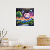 横向カラフルき水彩壁ポスター ポスター (キッチン)