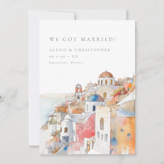 横向カラフル地中海のき写真の取り出し 案内状 (正面)