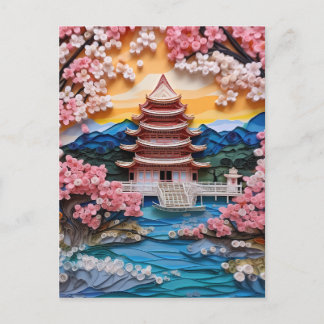 横向カラフル日本のき背景 シーズンポストカード