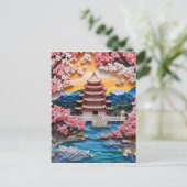 横向カラフル日本のき背景 シーズンポストカード (スタンド正面)