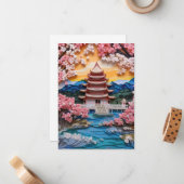 横向カラフル日本のき背景 ノートカード (正面/裏面インサイチュ)