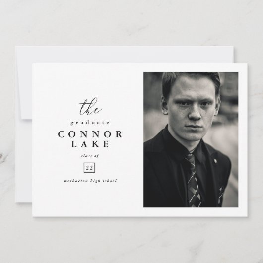 横向クラシックき卒業写真 案内状 (正面)