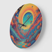横向サイケデリックきの旅 ラージ壁時計 (傾斜)