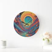 横向サイケデリックきの旅 ラージ壁時計 (ホーム)