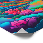 横向サイケデリックきピンク・グリーン・アート ポスター (角)