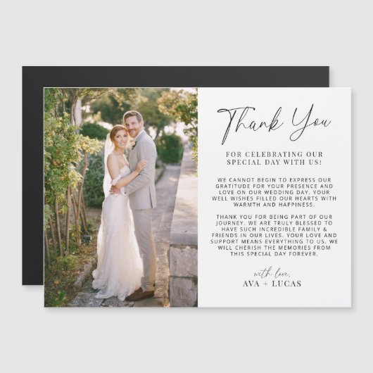 横向ミニマルきモダンの写真あり マグネット招待状 (正面/裏面)