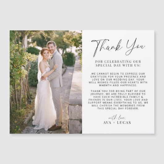 横向ミニマルきモダンの写真あり マグネット招待状 (正面)