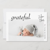 横向ミニマルモダンきベビー写真誕生 案内状 (正面)