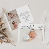 横向ミニマルモダンきベビー写真誕生 案内状