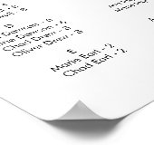 横向モダンきアルファベットのシーティングプランのスクリプト ポスター (角)