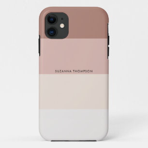 横向モダンきストライプベージュブラウン自然トーン iPhone 11 ケース