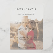 横向モダンき日付フェイクVellum日付の保存 箔招待状 (裏面)