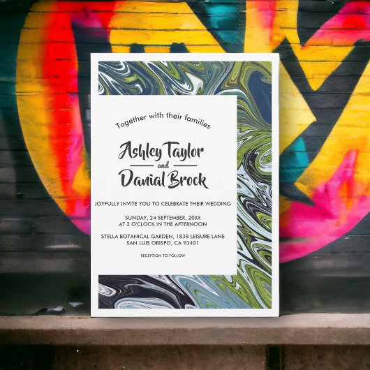 横向モダンミニマル芸術的き抽象芸術結婚の 招待状