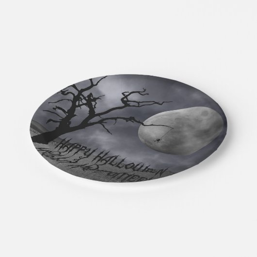 横向不気味きハロウィーン ペーパープレート (アングル)