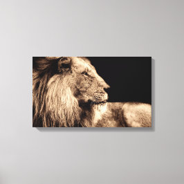 横向威厳のあるきのライオン キャンバスプリント