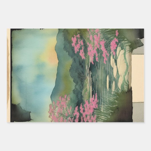 横向日本のき絵を描エフェラNo10 ラッピングペーパーシート (正面3)