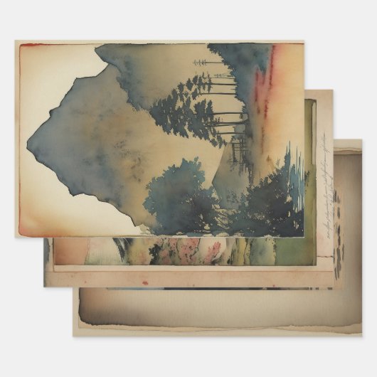 横向日本のき絵を描エフェラNo11 ラッピングペーパーシート (セット)