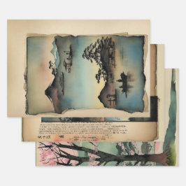 横向日本のき絵を描エフェラNo12 ラッピングペーパーシート