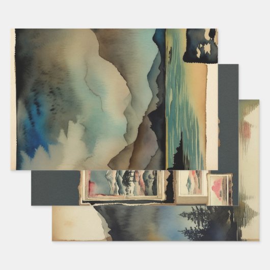 横向日本のき絵を描エフェラNo15 ラッピングペーパーシート (セット)