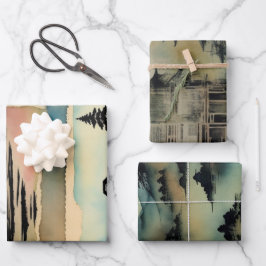 横向日本のき絵を描エフェラNo1 ラッピングペーパーシート