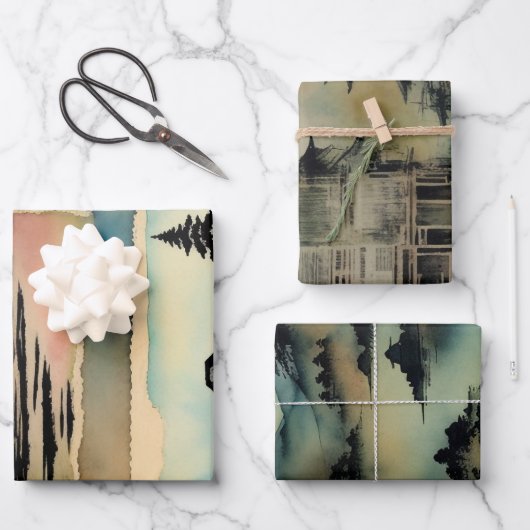 横向日本のき絵を描エフェラNo1 ラッピングペーパーシート (正面)