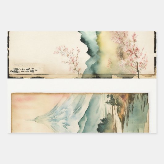 横向日本のき絵を描エフェラNo6 ラッピングペーパーシート (正面)