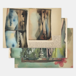 横向日本のき絵を描エフェラNo9 ラッピングペーパーシート