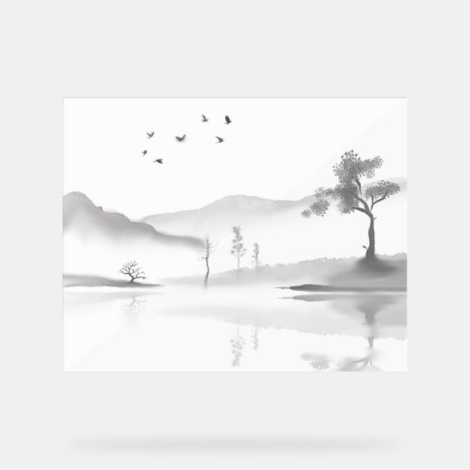 横向日本のき背景 アクリルサイン (正面)