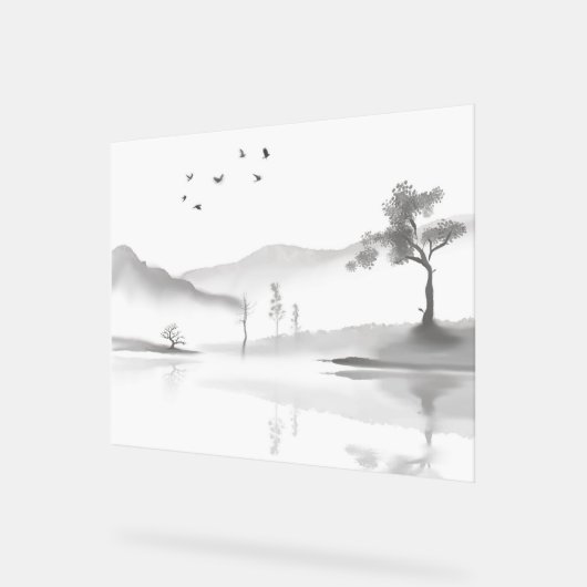 横向日本のき背景 アクリルサイン (傾斜)