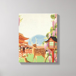 横向日本のき | 奈良の聖鹿 | 神殿 キャンバスプリント