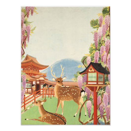 横向日本のき | 奈良の聖鹿 | 神殿 フォトプリント            (正面)