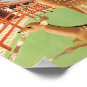 横向日本のき | 奈良の聖鹿 | 神殿 ポスター (角)