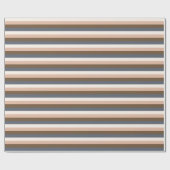 横向素朴きエレガントストライプピンク茶色グレー ラッピングペーパー (フラット)