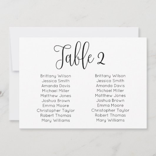 横向結婚きシーティングチャート。テーブモダンル計画 招待状 (正面)