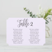 横向結婚きシーティングチャート。紫モダン 招待状 (スタンド正面)