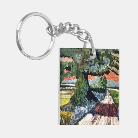 横向絵を描き正方形の両側キーチェーン キーホルダー (正面左)