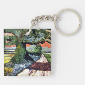 横向絵を描き正方形の両側キーチェーン キーホルダー (裏面)