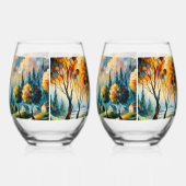 横向鮮やかき ステムなしワイングラス (右)