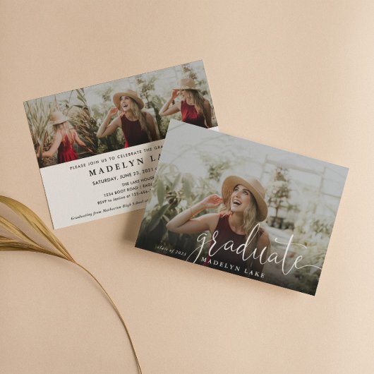 横型エレガント4枚の写真2023年卒業インビ 招待状