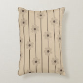 横型ストライプブラウンカーキフラワーY2Kパターン アクセントクッション (正面(垂直))