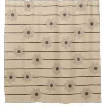 横型ストライプブラウンカーキフラワーY2Kパターン