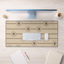 横型ストライプブラウンカーキフラワーY2Kパターン