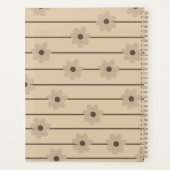 横型ストライプブラウンカーキフラワーY2Kパターン プランナー手帳 (裏面)