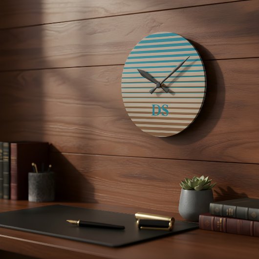 横型ストライプモノグラム ラウンド壁時計