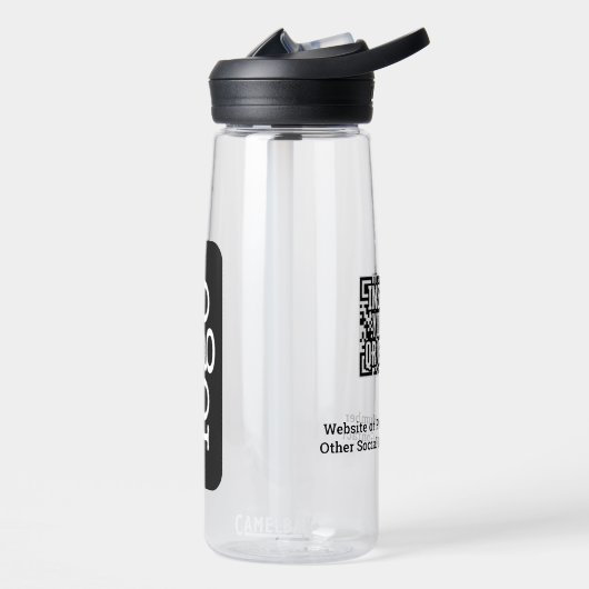 横型ビジネスロゴブランディング- QRコード – 文字 ウォーターボトル (左面)